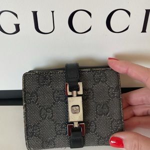 GUCCI GG Monogram Canvas & Leather Compact Wallet